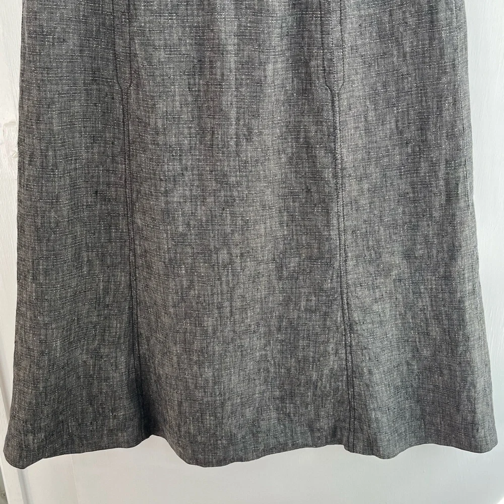 J. Crew 100% Linen Charcoal Grey A Line Skirt Careerwear Coastal Chic Size 4